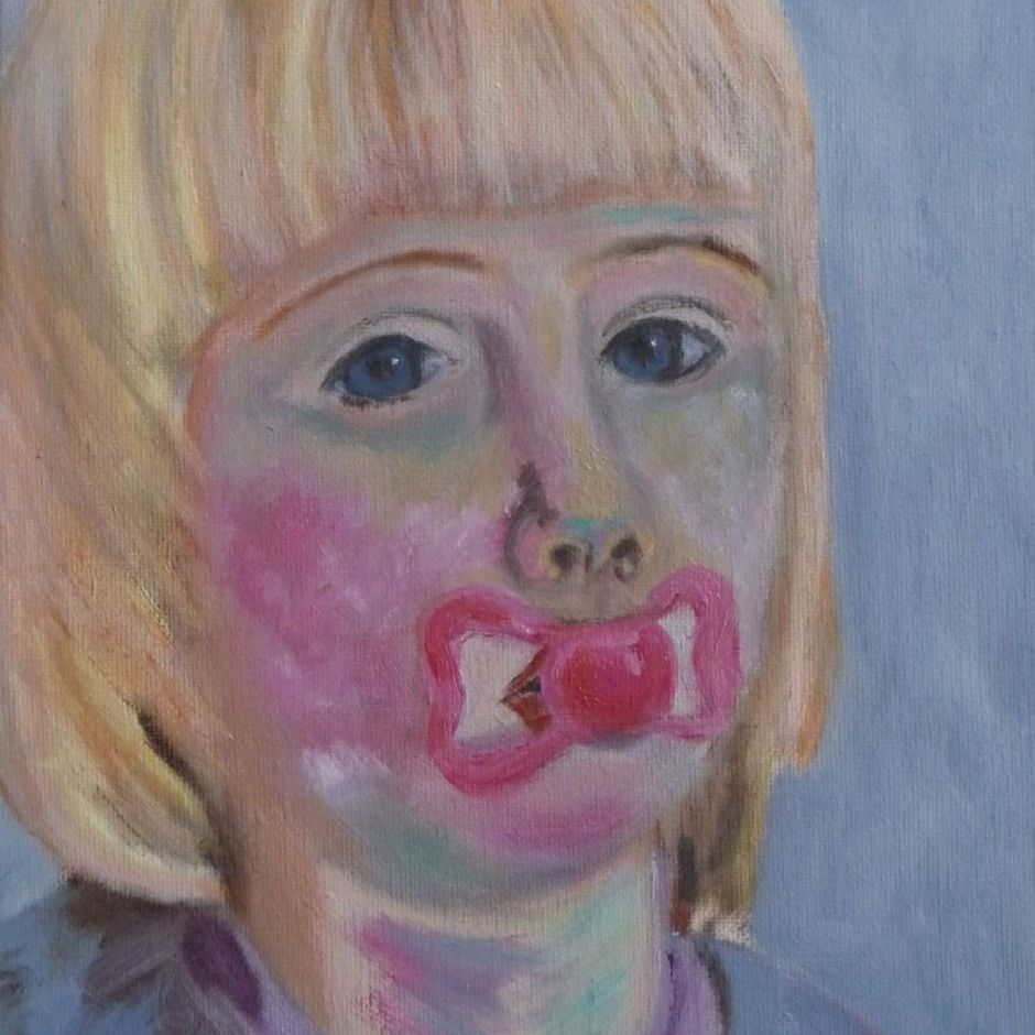 Lille pige med sut, (olie på lærred 30x24)