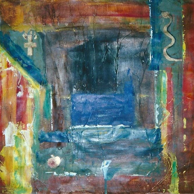 Ånd, liv, begær, ydmyghed,1997
(Gouache på Japanpapir 50x60)
Doneret til Hersom Præstegård, Konfirmantstuen.