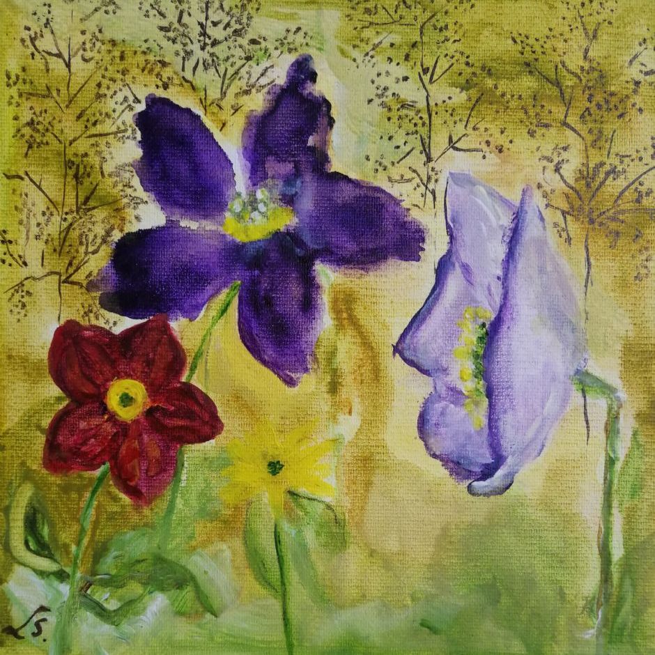 Juleroser.(akryl på lærred 20x20)