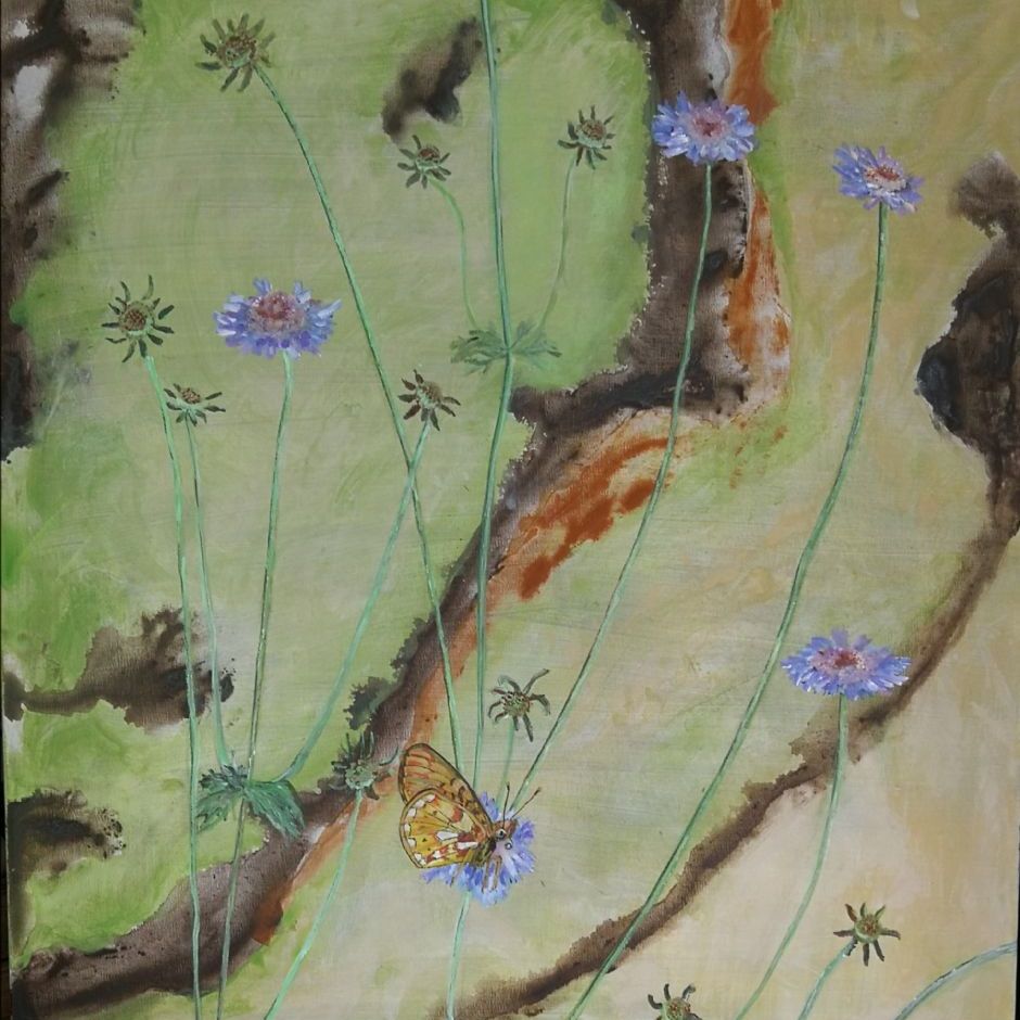 Skabiosa, (akryl på lærred 70x80)