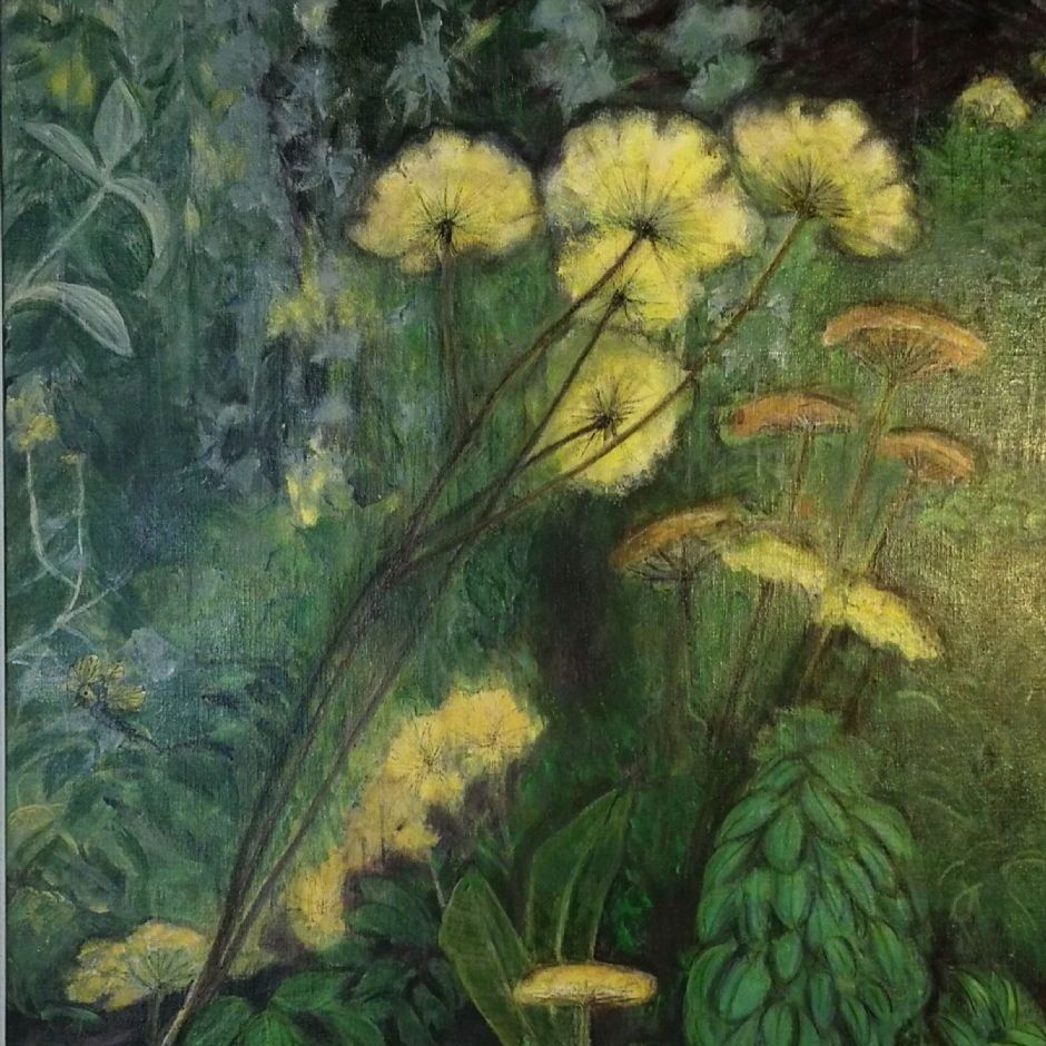 Skærmplanter i blomst. (akryl på lærred 60x80)