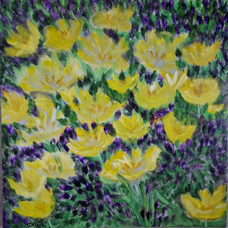 Til en gråvejrsdag. (akryl på lærred.40x40)