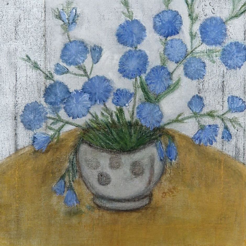 Cikorie i min stue.(tørkridt på akryl på lærred. 40x40)