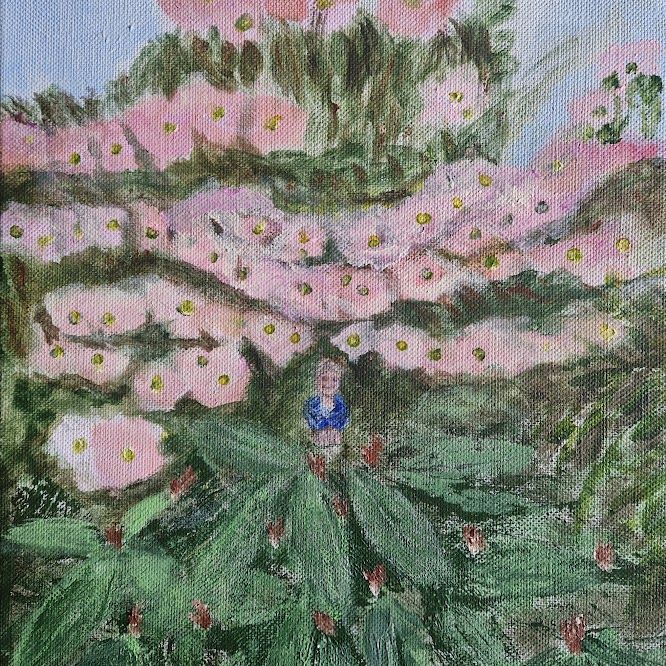 Kornel og Hotensia. Bestillings arbejde (akryl på råt lærred 30x40)