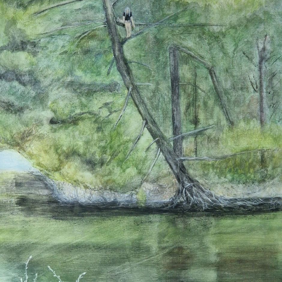 En dukkert mere? ( akvarel på rå hørlærred 60x80)